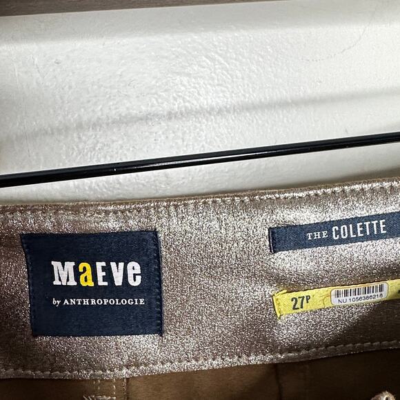 ANTHROPOLOGIE x MAEVE Colette Metallic Vegan Leather Crop Wide-Leg Pant Gold 3H8 - Picture 4 of 5